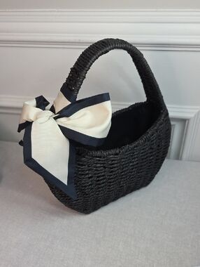 a new day Black Woven Tote with Ivory Bow